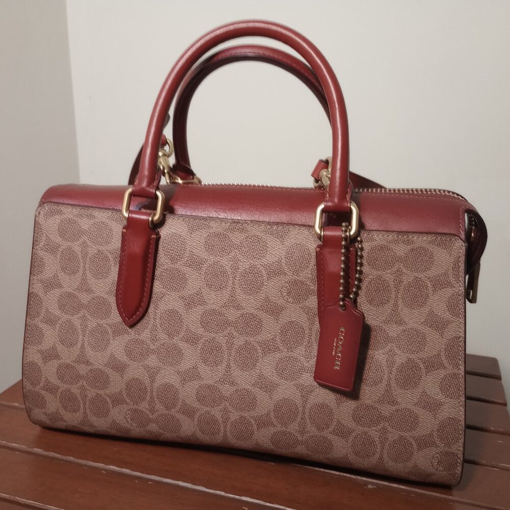 Coach  bond bag in signature canvas with Tan calf Leather